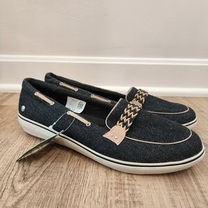 Grasshoppers Women’s Slip On Shoes 8.5 Denim Casual Memory Foam Comfort Coastal